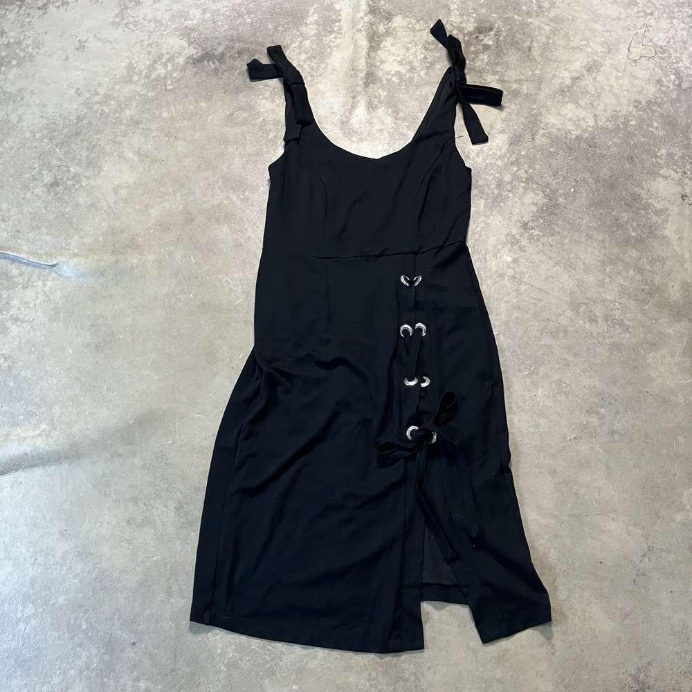 Venus Tank Dress Womens Size Medium Black Bow Detail‎ Front Slip Sleeveless